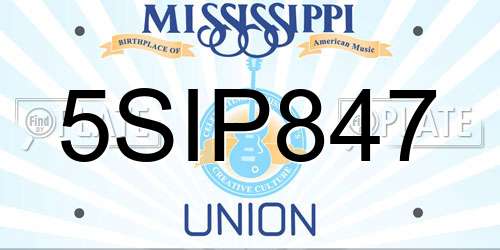 5SIP847 Mississippi License Plate