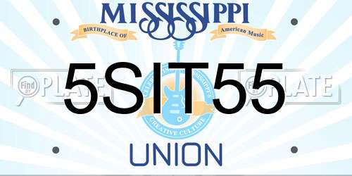 5SIT55 Mississippi License Plate