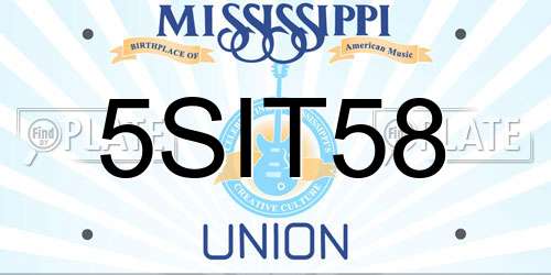 5SIT58 Mississippi License Plate