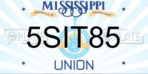 5SIT85 Mississippi License Plate