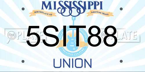 5SIT88 Mississippi License Plate