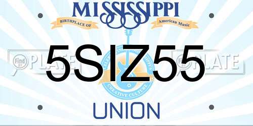 5SIZ55 Mississippi License Plate