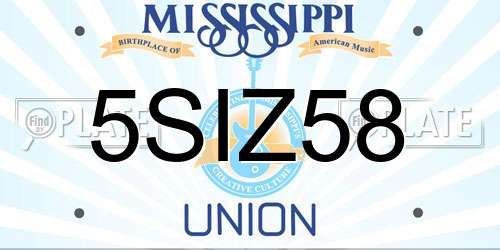 5SIZ58 Mississippi License Plate