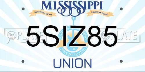 5SIZ85 Mississippi License Plate