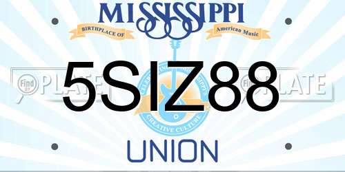 5SIZ88 Mississippi License Plate