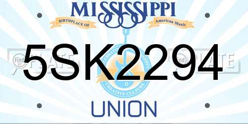 5SK2294 Mississippi License Plate