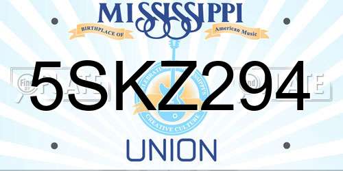 5SKZ294 Mississippi License Plate