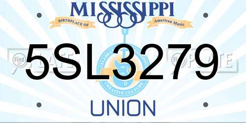 5SL3279 Mississippi License Plate