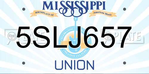 5SLJ657 Mississippi License Plate