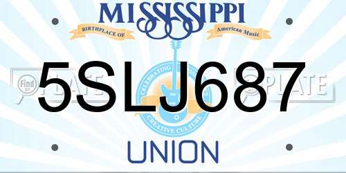 5SLJ687 Mississippi License Plate