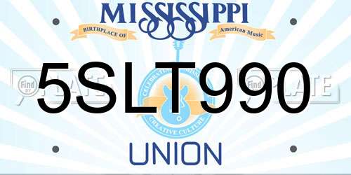 5SLT990 Mississippi License Plate