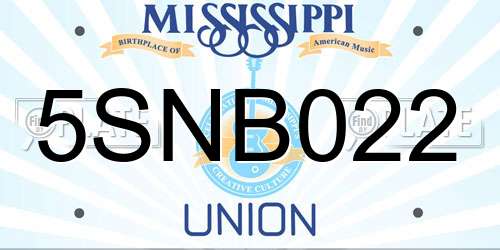 5SNB022 Mississippi License Plate