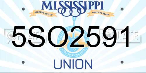 5SO2591 Mississippi License Plate