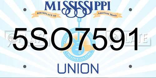 5SO7591 Mississippi License Plate