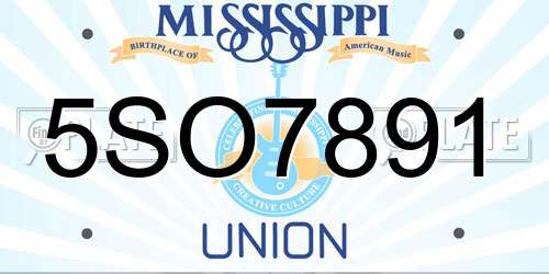 5SO7891 Mississippi License Plate