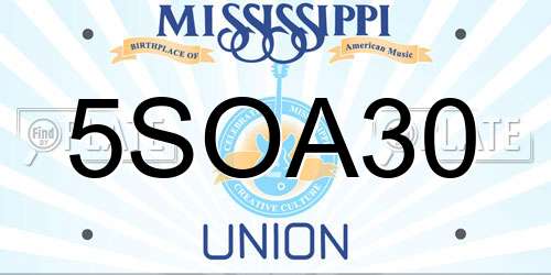 5SOA30 Mississippi License Plate