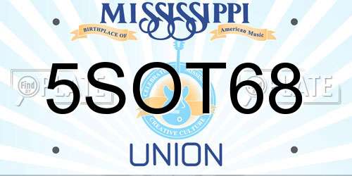 5SOT68 Mississippi License Plate