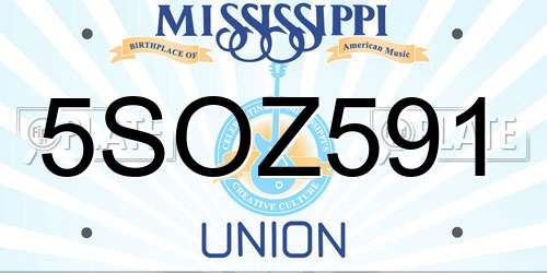 5SOZ591 Mississippi License Plate