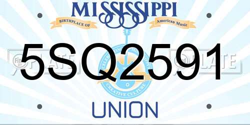 5SQ2591 Mississippi License Plate