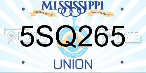 5SQ265 Mississippi License Plate
