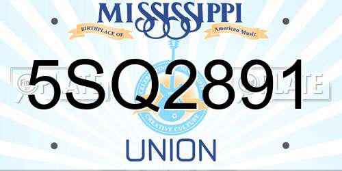 5SQ2891 Mississippi License Plate