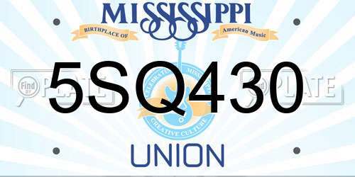 5SQ430 Mississippi License Plate