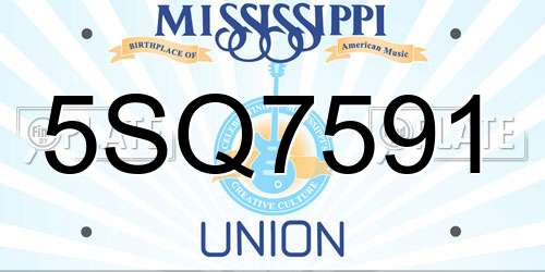 5SQ7591 Mississippi License Plate