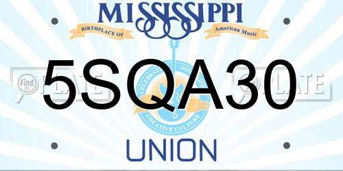 5SQA30 Mississippi License Plate