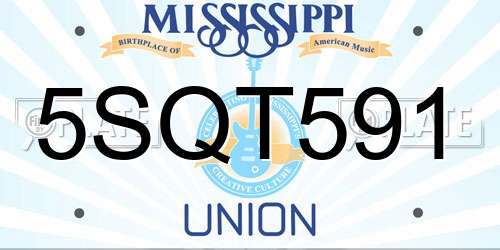 5SQT591 Mississippi License Plate