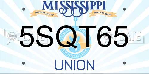 5SQT65 Mississippi License Plate