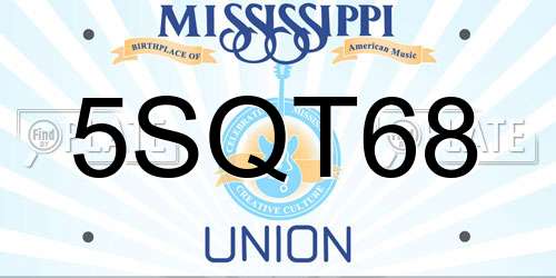 5SQT68 Mississippi License Plate
