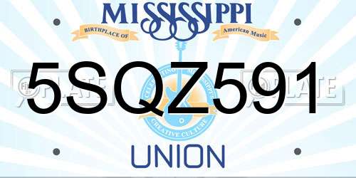 5SQZ591 Mississippi License Plate