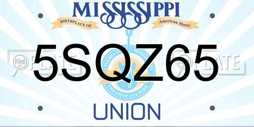 5SQZ65 Mississippi License Plate