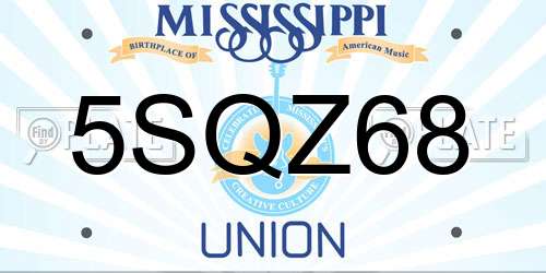 5SQZ68 Mississippi License Plate