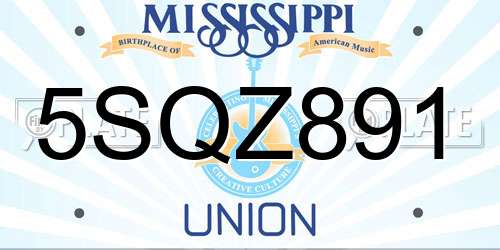 5SQZ891 Mississippi License Plate