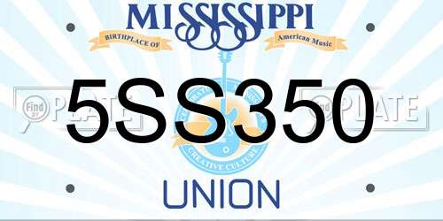 5SS350 Mississippi License Plate