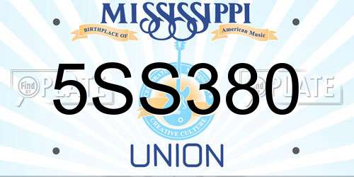 5SS380 Mississippi License Plate