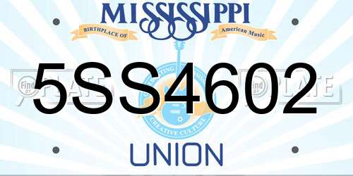 5SS4602 Mississippi License Plate