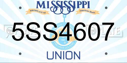 5SS4607 Mississippi License Plate