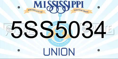 5SS5034 Mississippi License Plate