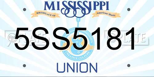 5SS5181 Mississippi License Plate