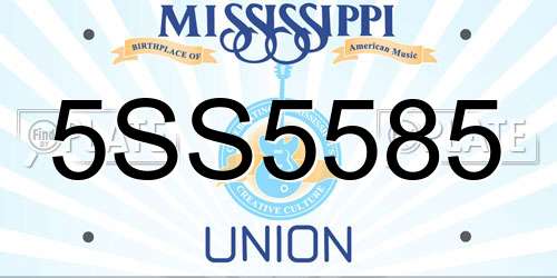 5SS5585 Mississippi License Plate
