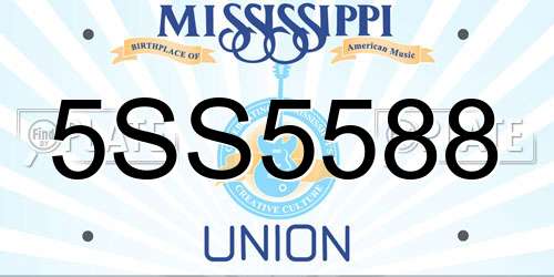 5SS5588 Mississippi License Plate