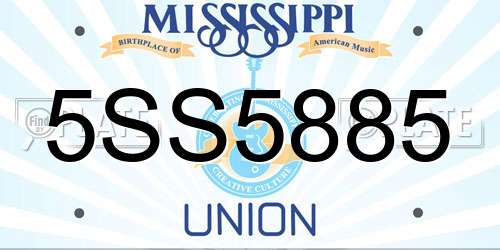 5SS5885 Mississippi License Plate