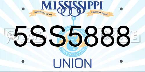 5SS5888 Mississippi License Plate