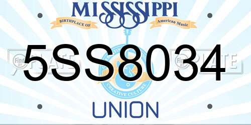 5SS8034 Mississippi License Plate