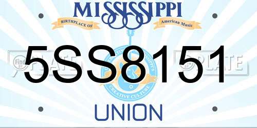 5SS8151 Mississippi License Plate