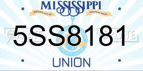5SS8181 Mississippi License Plate