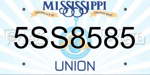 5SS8585 Mississippi License Plate