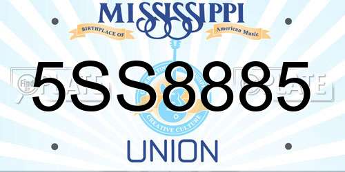 5SS8885 Mississippi License Plate